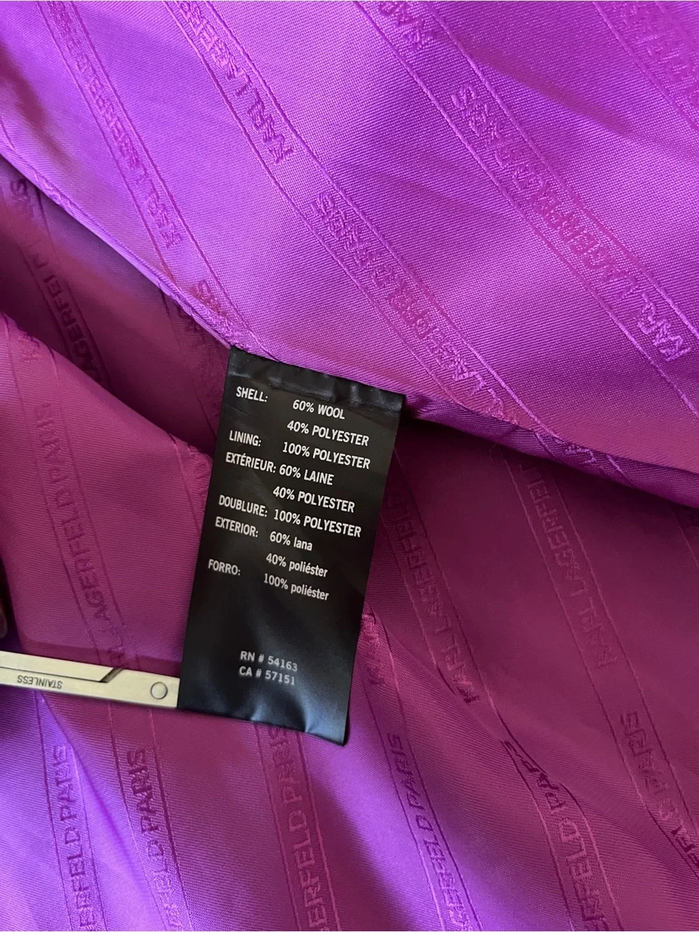 Karl Lagerfeld Paris Berry Purple Magenta Fuschia Wool Trench Pea Coat Designer